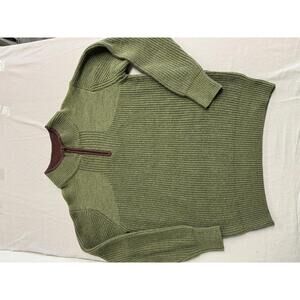 Mens Heavy Quarter Zip Green & Brown Size Large